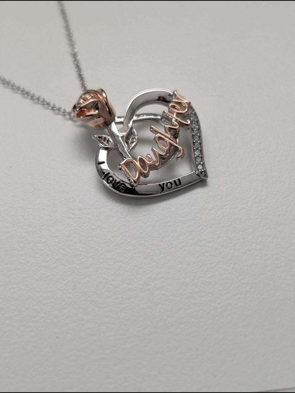 Daughter Heart Pendant I LOVE YOU Necklace